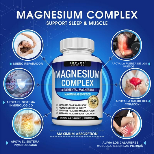 Suplemento de magnesio esencial Toplux Magnesium Complex 8 para fitness.