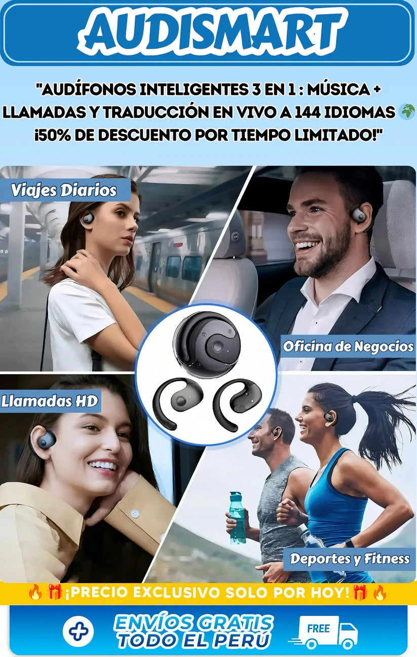 AUDISMART|Audífonos Inteligentes: Música, Llamadas Claras y Traducción en Tiempo Real en un Solo Dispositivo.