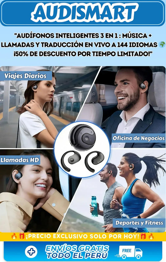 AUDISMART|Audífonos Inteligentes: Música, Llamadas Claras y Traducción en Tiempo Real en un Solo Dispositivo.